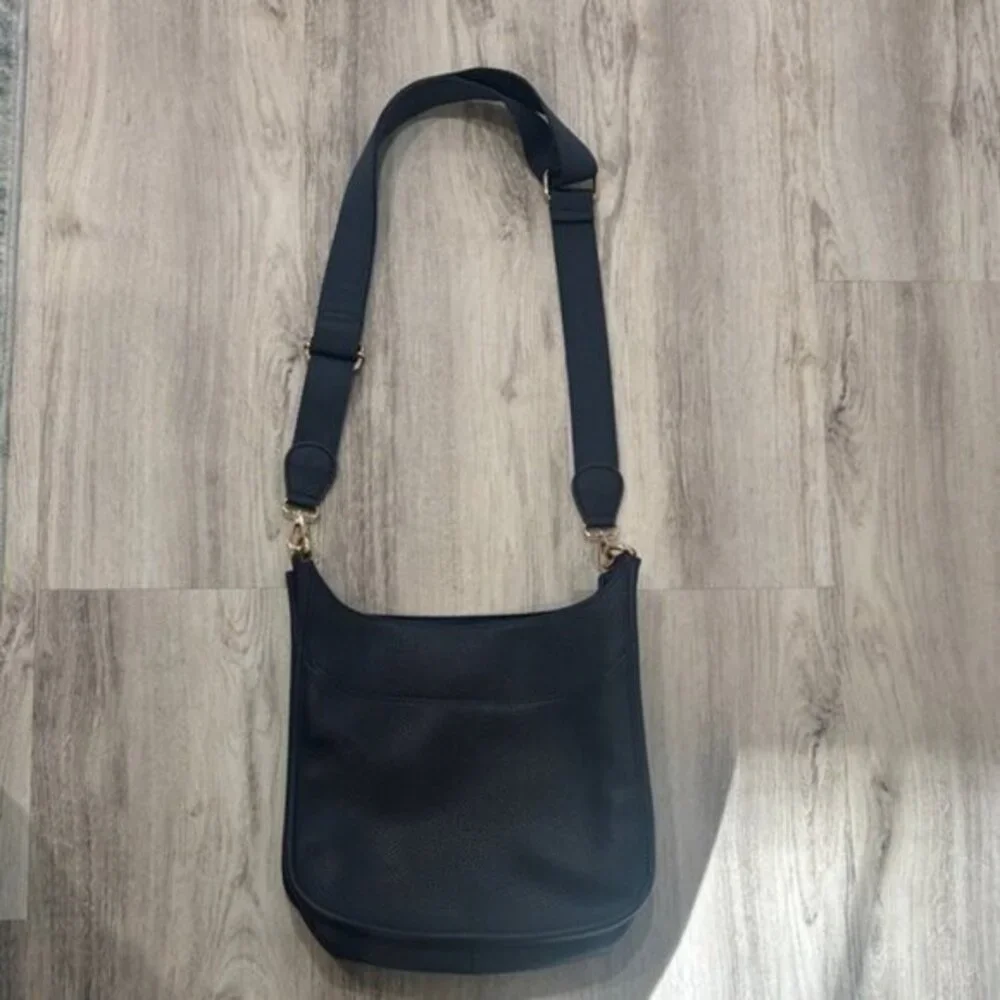 Navy faux leather crossover bag